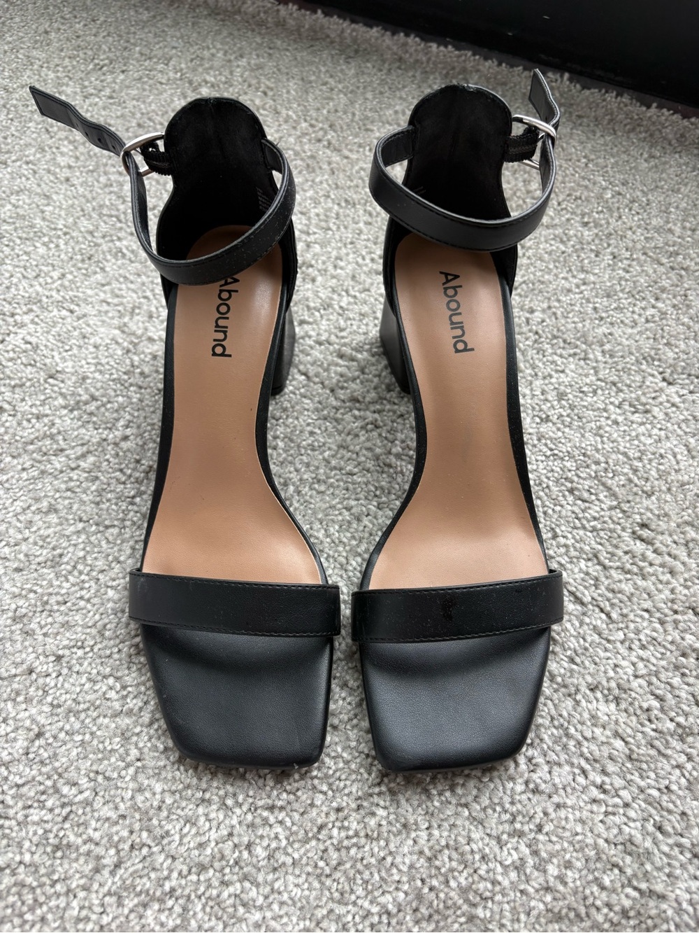Abound Black Ankle-Strap Square-Toe Block Heels